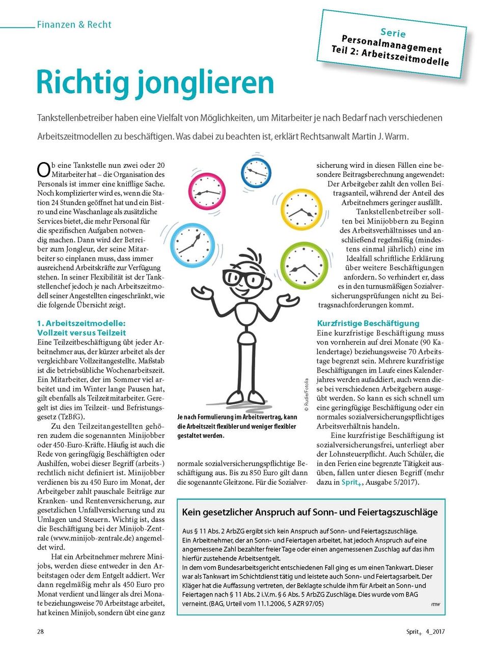 sprit + Serie Personalmanagement Teil 2 „Arbeitszeitmodelle“ Rechtsanwalt Warm Paderborn Arbeitsrecht